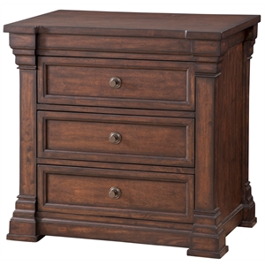 kestrel hills traditional tobacco brown wood 3-drawer nightstand