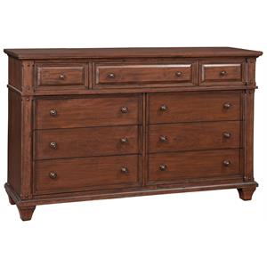 sedona cherry finished wood 9-drawer dresser