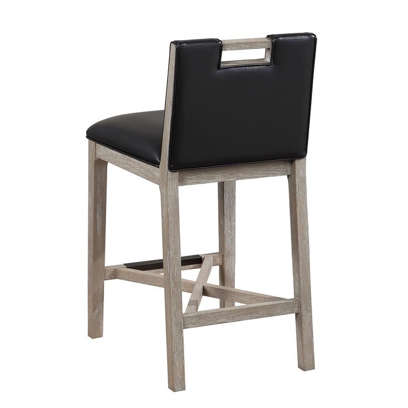 American Woodcrafters Jakarta Solid Wood with Black Bonded Leather Counter Stool