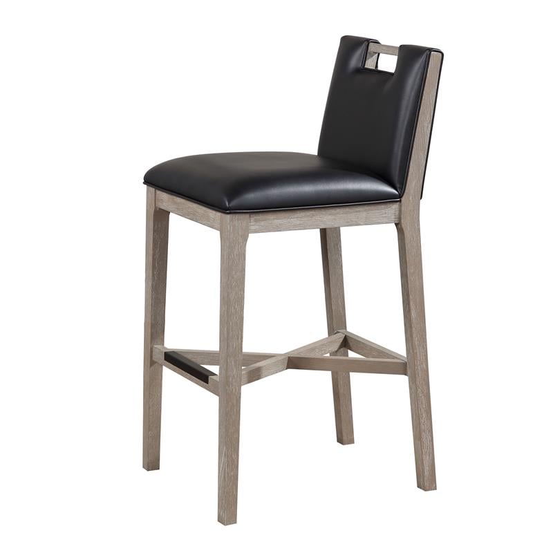 American Woodcrafters Jakarta Solid Wood with Black Bonded Leather Bar Stool