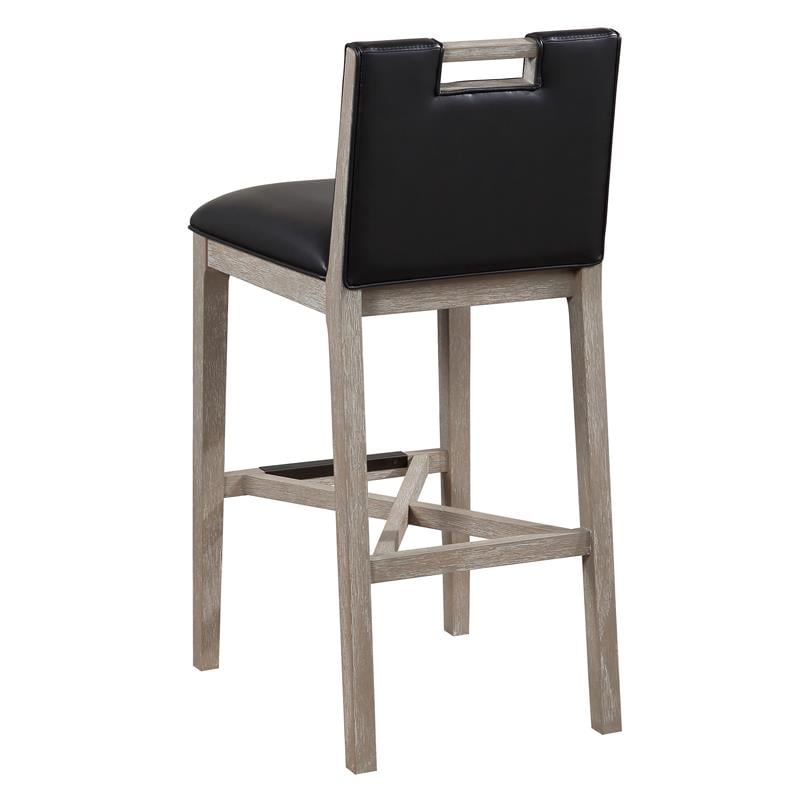 American Woodcrafters Jakarta Solid Wood with Black Bonded Leather Bar Stool