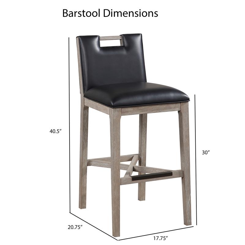 American Woodcrafters Jakarta Solid Wood with Black Bonded Leather Bar Stool