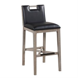 jakarta solid wood with black bonded leather bar stool