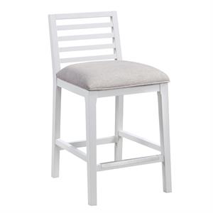 siri solid wood white with gray fabric counter stool