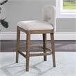 American Woodcrafters Bistro Brown Solid Wood and White Fabric 24-inch Bar Stool