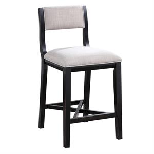 barcelona solid wood black with gray fabric counter stool