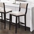 American Woodcrafters Barcelona Solid Wood Black with Gray Fabric Bar Stool
