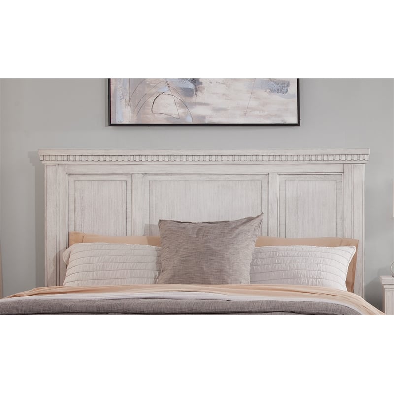 American Woodcrafters Salter Path Wood King Panel Headboard in Oyster White