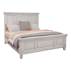 American Woodcrafters 82&quotW Salter Path Wood King Panel Bed in Oyster White