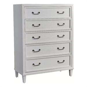 American Woodcrafters Dunescape Wood 5-drawer Chest in Antiqued Silver/White