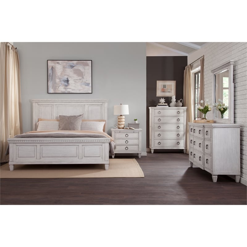 Salter Path Oyster White Wood 3-Drawer Farmhouse Style Nightstand