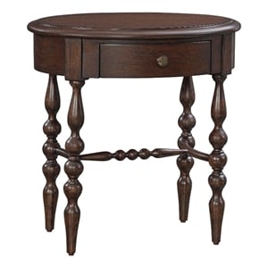 Rodanthe Tobacco Brown Wood 1-drawer Oval Shape Accent Table