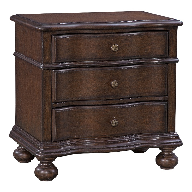 Rodanthe Tobacco Brown 3-Drawer Traditional Style Wood Nightstand
