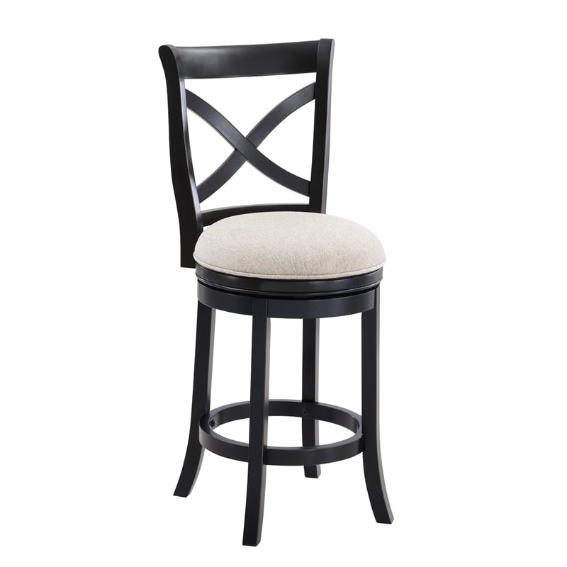 Belmont Black X-back Swivel Solid Wood 26-inch Seat Height Bar Stool