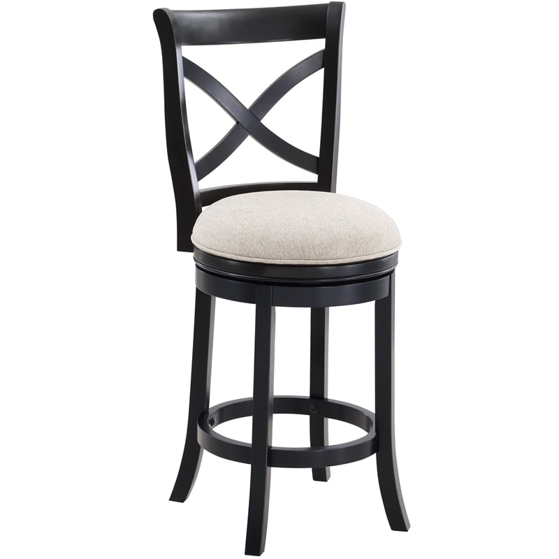 Belmont Black X-back Swivel Solid Wood 26-inch Seat Height Bar Stool