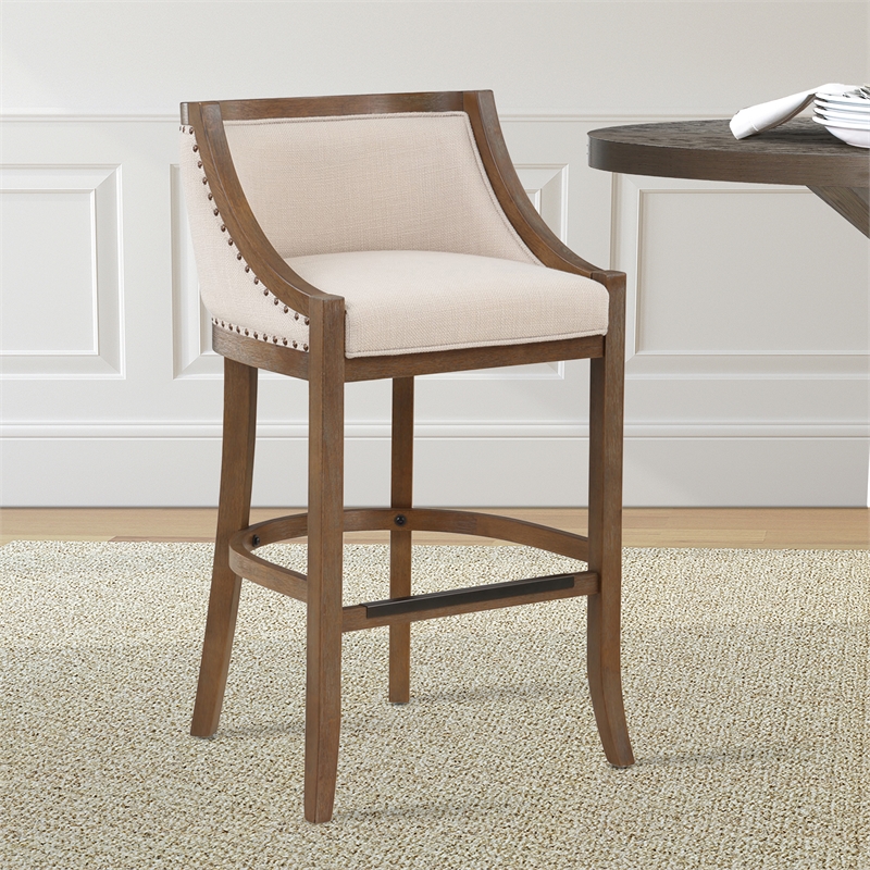 Houston Oversized Warm Brown Solid Wood 30-inch Seat Height Bar Stool