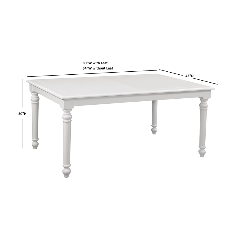 Cottage Traditions Wood 80-Inch Extenable Leg Table in Eggshell White
