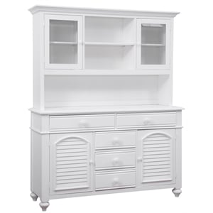 Cottage Traditions Eggshell White Wood Farmhouse Server and Hutch