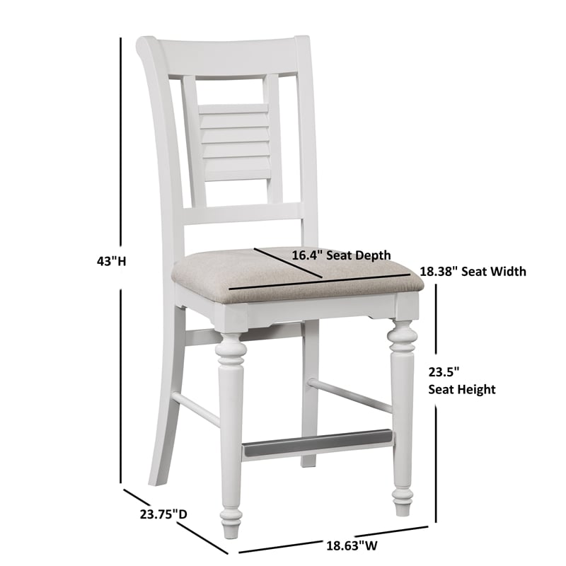 Cottage Traditions Eggshell White Wood Counter Height Chair - Set of 2