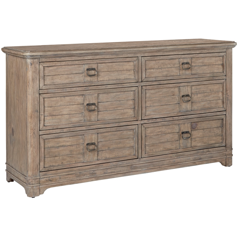 Meadowbrook Beige Antique Sand Wood Farmhouse Style 6-drawer Dresser