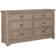 Meadowbrook Beige Antique Sand Wood Farmhouse Style 6-drawer Dresser