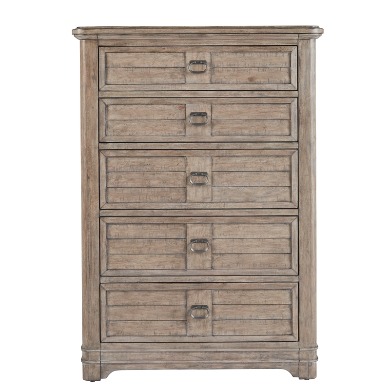 Meadowbrook Beige Antique Sand Wood 5-drawer Farmhouse Style Chest