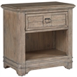 Meadowbrook Beige Antique Sand Wood One Drawer Farmhouse Nightstand