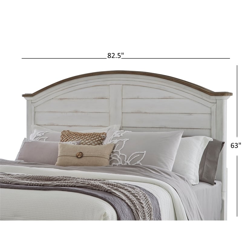 Meadowbrook White-Washed Wood Farmhouse King Size Arched Panel Headboard