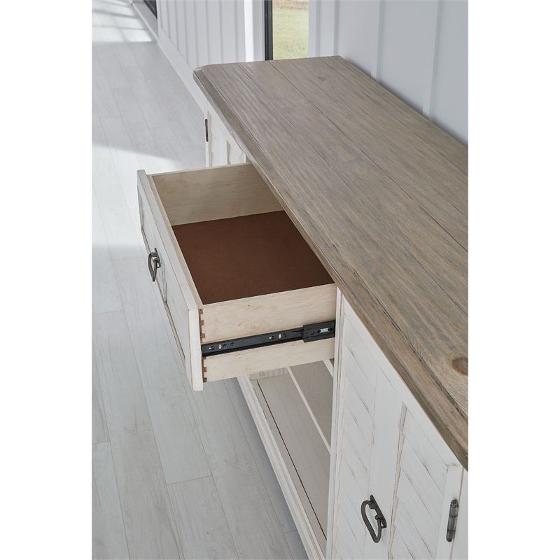 Meadowbrook Server - Whitewash with Sand Top