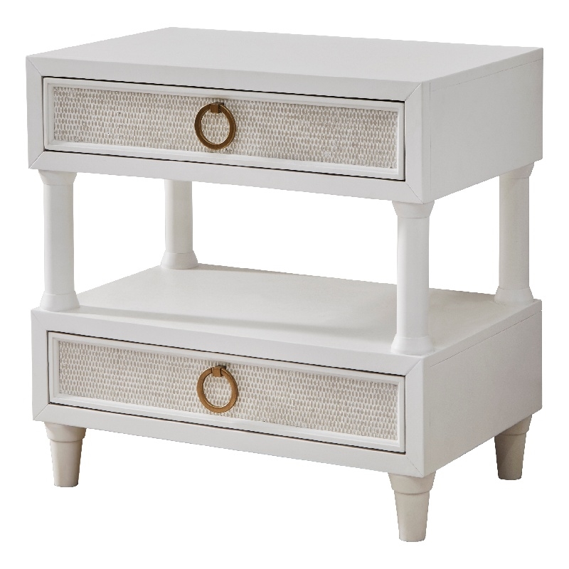 Switchgrass 2-Drawer with Open Shelf Nightstand - White