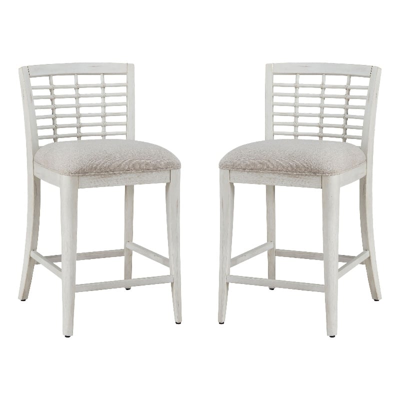 American Woodcrafters Beach Comber Counter Stool - Set of 2 - White