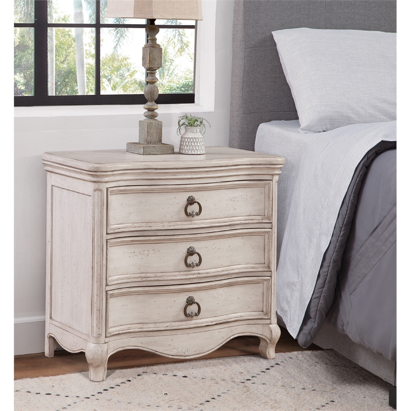 Genoa 3-Drawer Nightstand - Antique White