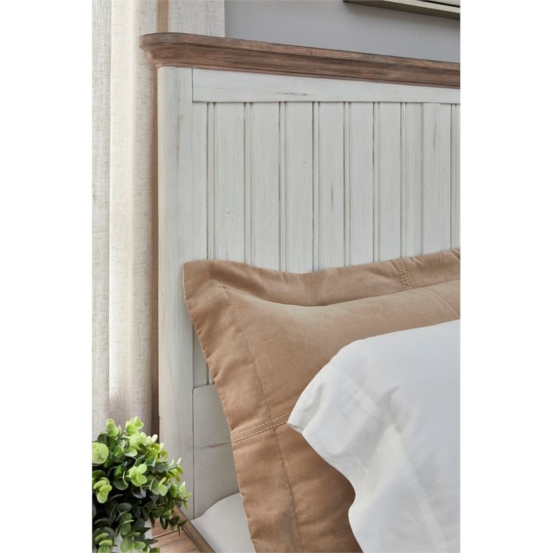 Beach Comber Queen Headboard - Weathered White - Sand Top