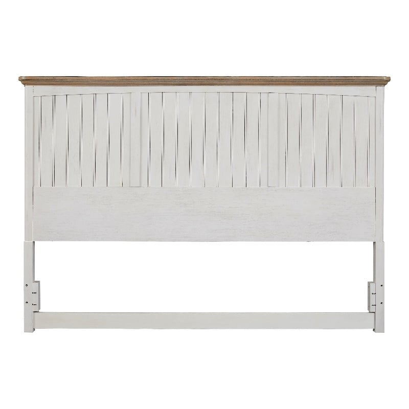 Beach Comber Queen Headboard - Weathered White - Sand Top