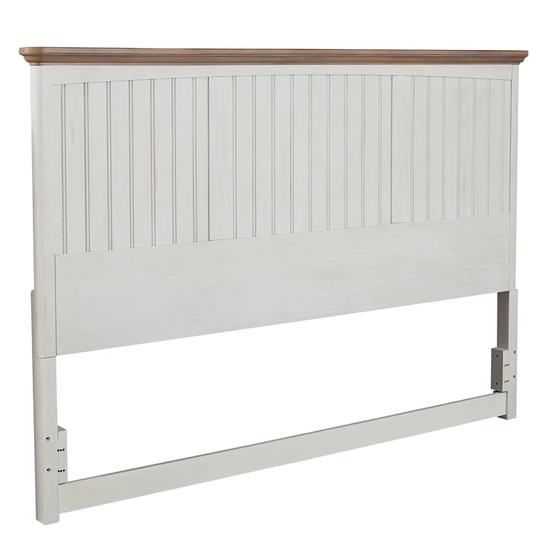 Beach Comber King Headboard - Weathered White - Sand Top