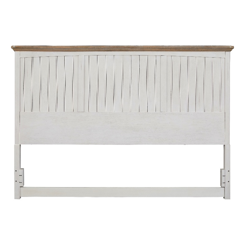 Beach Comber King Headboard - Weathered White - Sand Top