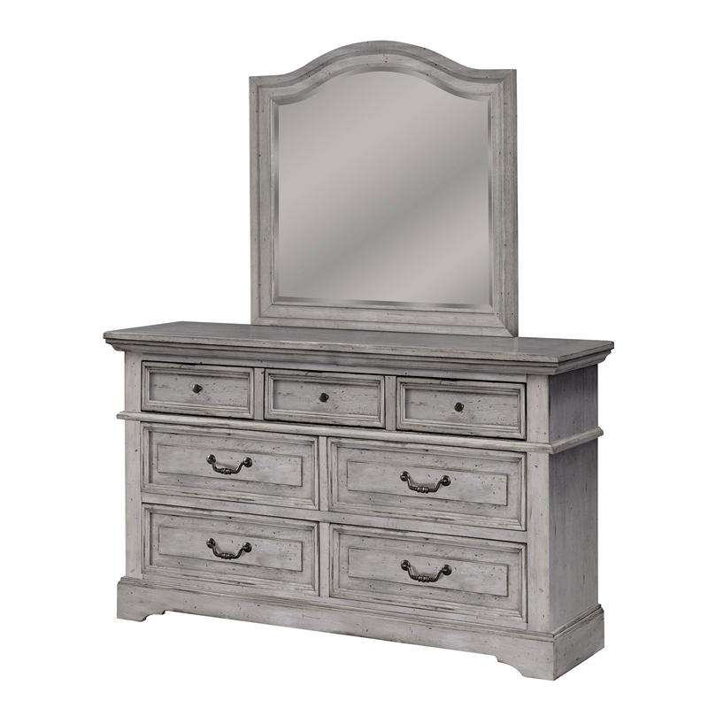 American Woodcrafters Stonebrook Queen 6 Piece Bedroom Set in Antique Gray