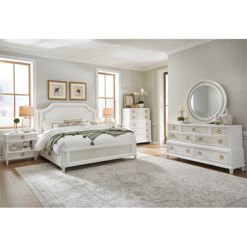 Switchgrass Queen Mansion Bed - White