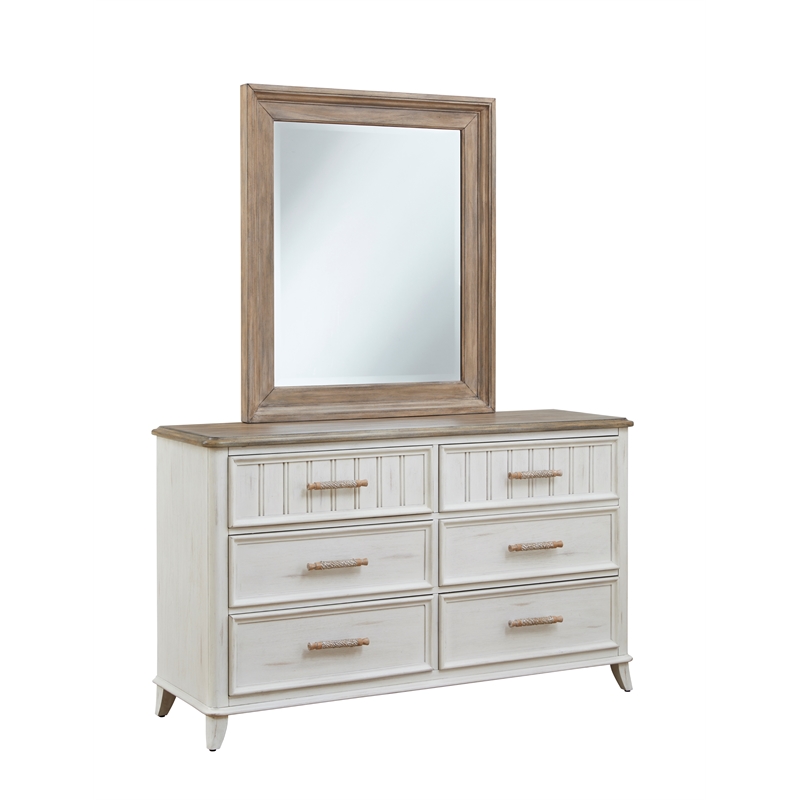 Beach Comber 3 Piece Queen Bedroom Set - Weathered White - Sand Top