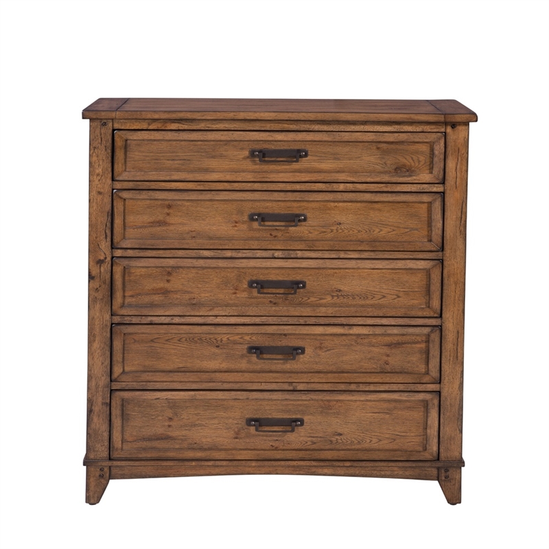 Oakdale 5 Piece King Bedroom Set - Bed Dresser Mirror Chest and Nightstand