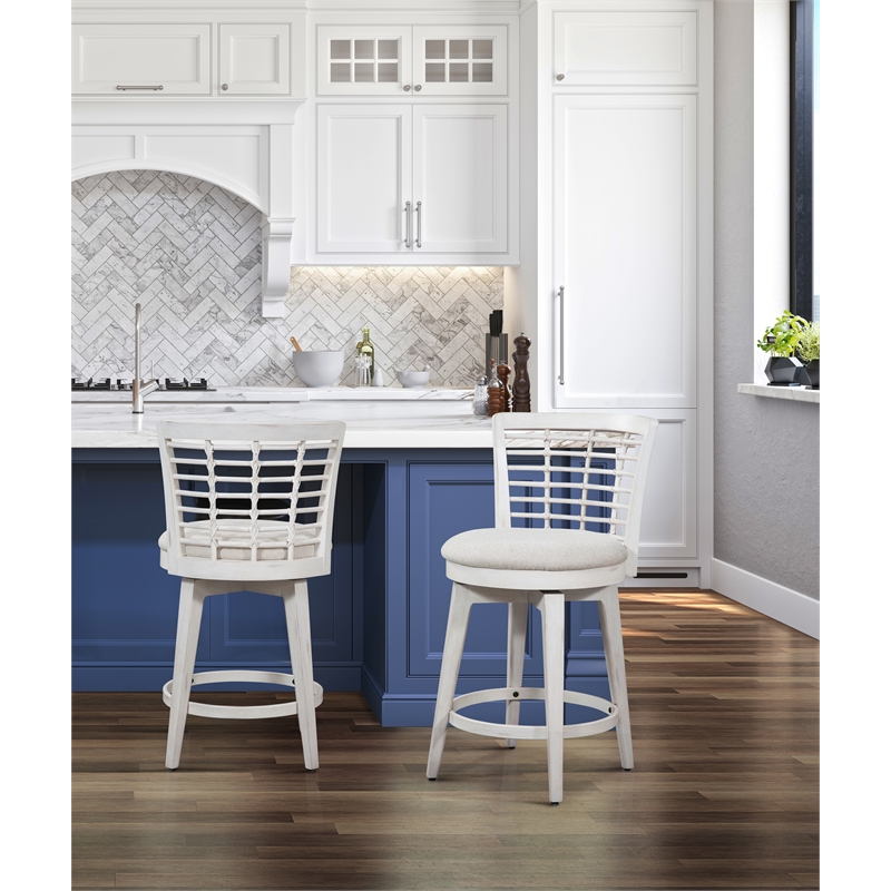 Beach Comber Counter Height Swivel Stool - Weathered White