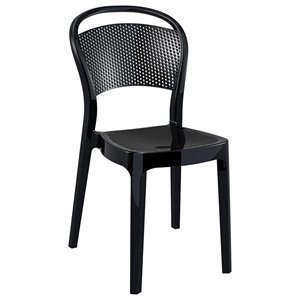 compamia bee polycarbonate patio dining chair in glossy black