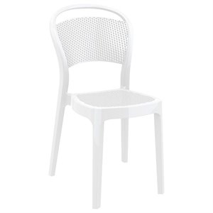 compamia bee polycarbonate patio dining chair in glossy white