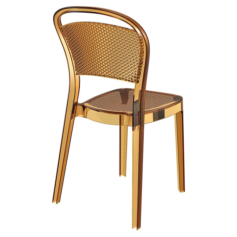 Compamia Bee Polycarbonate Patio Dining Chair in Transparent Amber