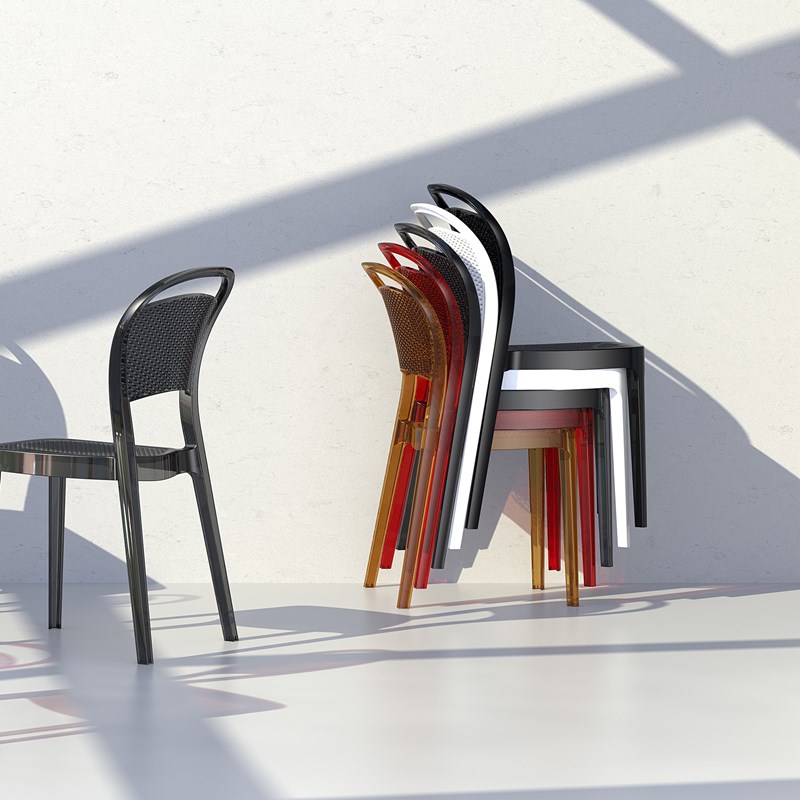 Compamia Bee Polycarbonate Patio Dining Chair in Transparent Amber