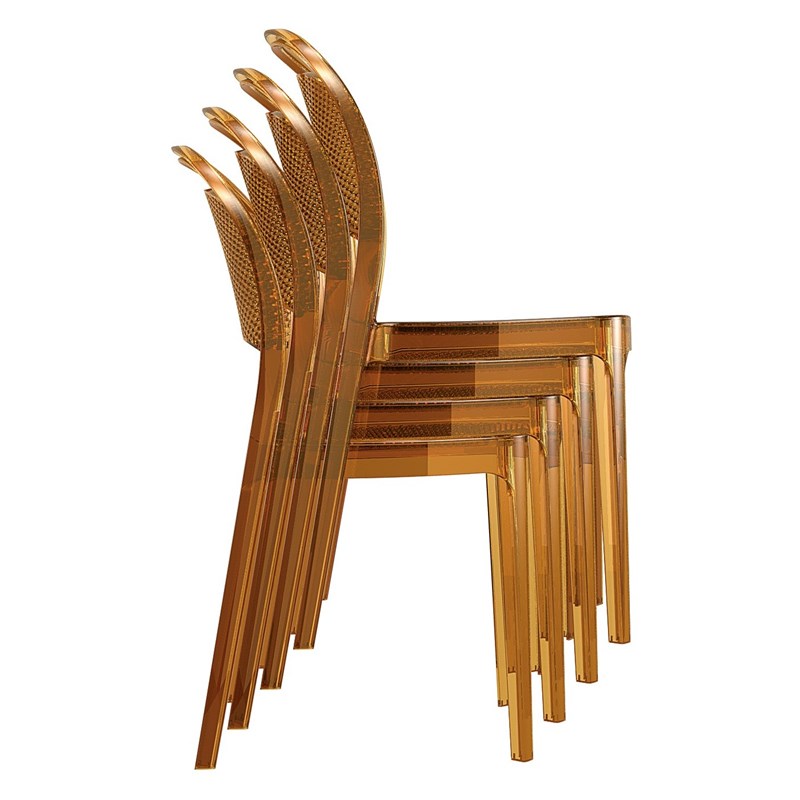 Compamia Bee Polycarbonate Patio Dining Chair in Transparent Amber