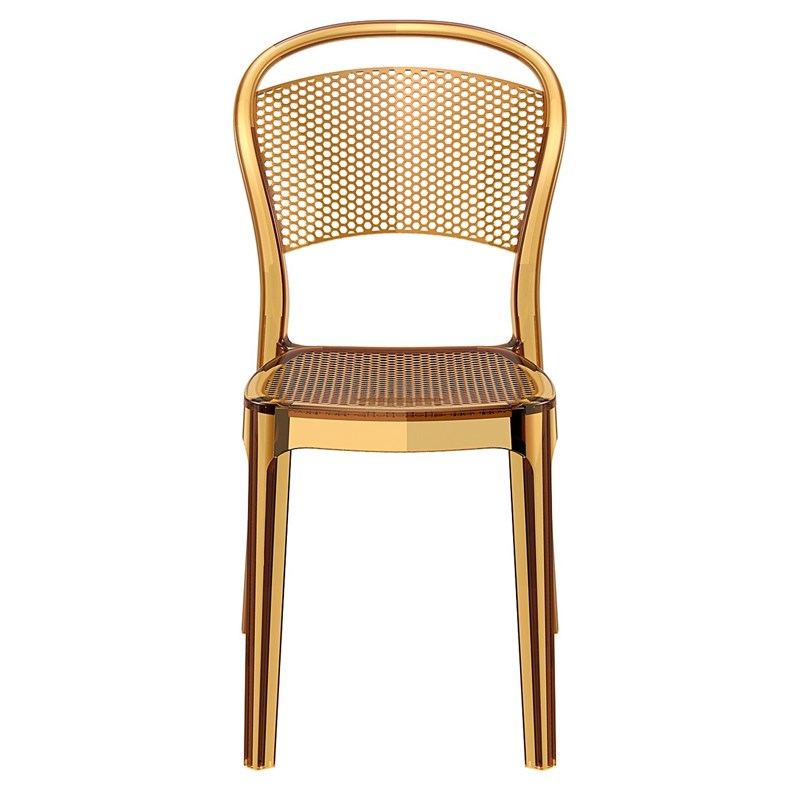 Compamia Bee Polycarbonate Patio Dining Chair in Transparent Amber