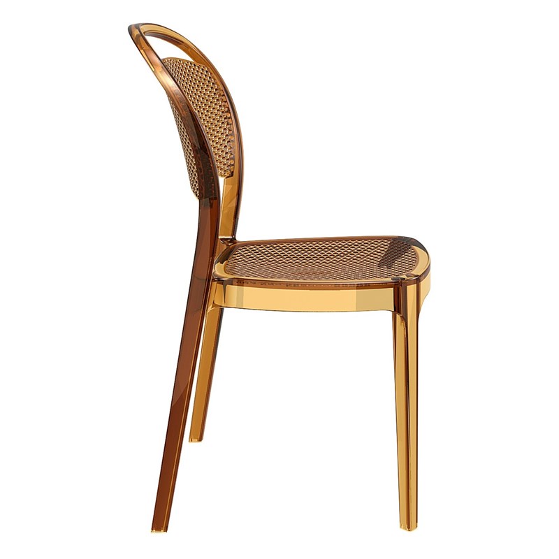 Compamia Bee Polycarbonate Patio Dining Chair in Transparent Amber