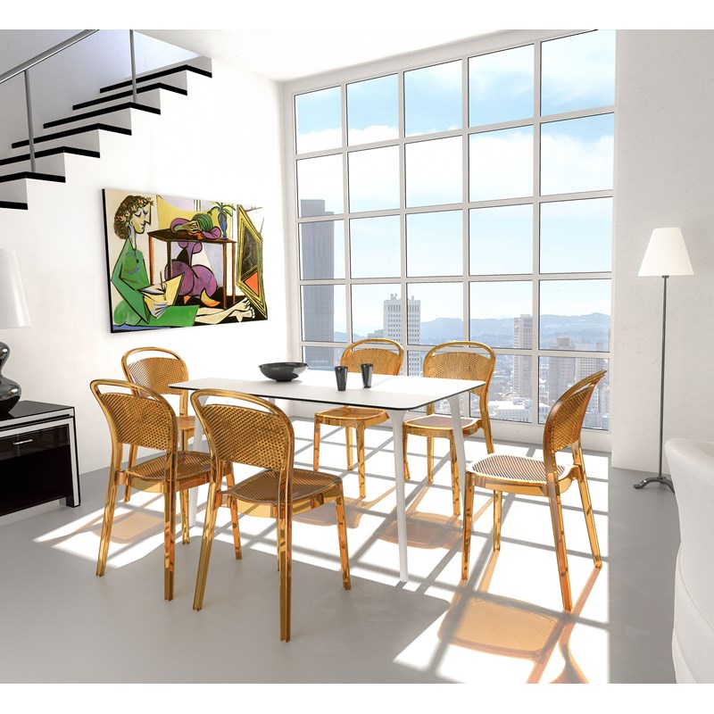 Compamia Bee Polycarbonate Patio Dining Chair in Transparent Amber