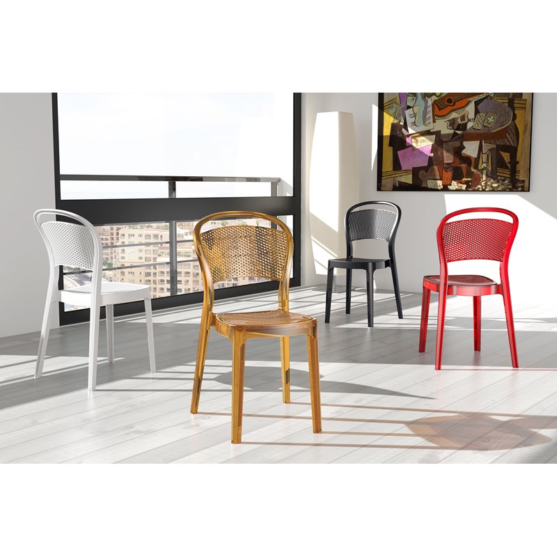 Compamia Bee Polycarbonate Patio Dining Chair in Transparent Amber
